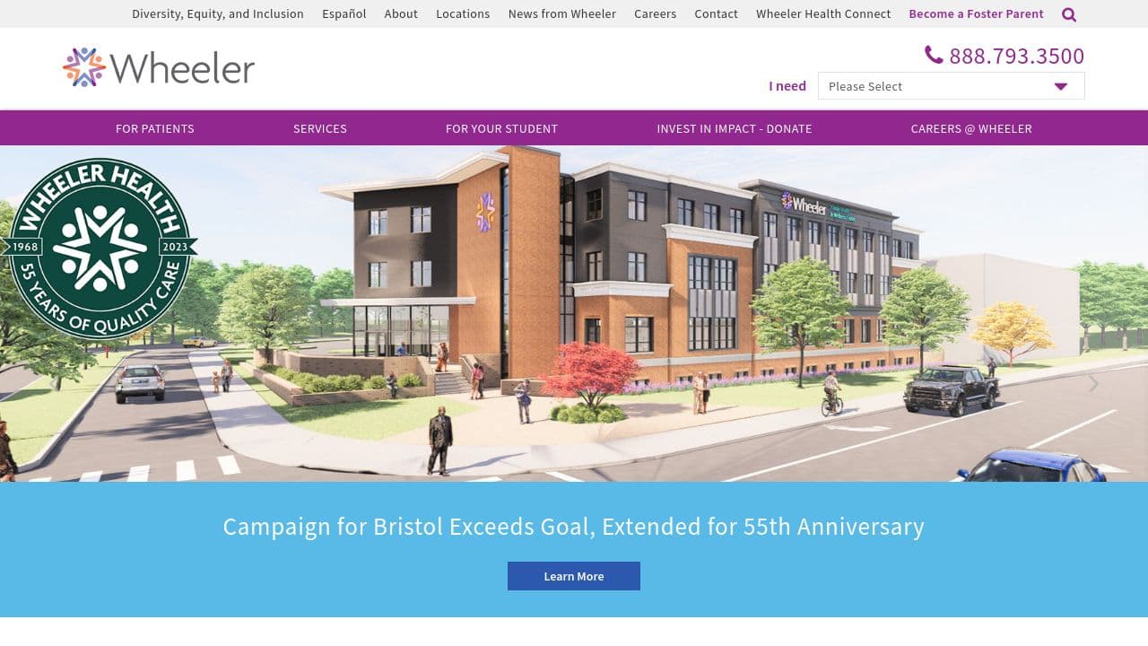 Wheeler Health website screenshot