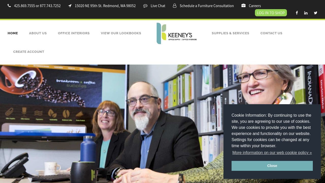 Keeney's Office Supply | Office Interiors website screenshot
