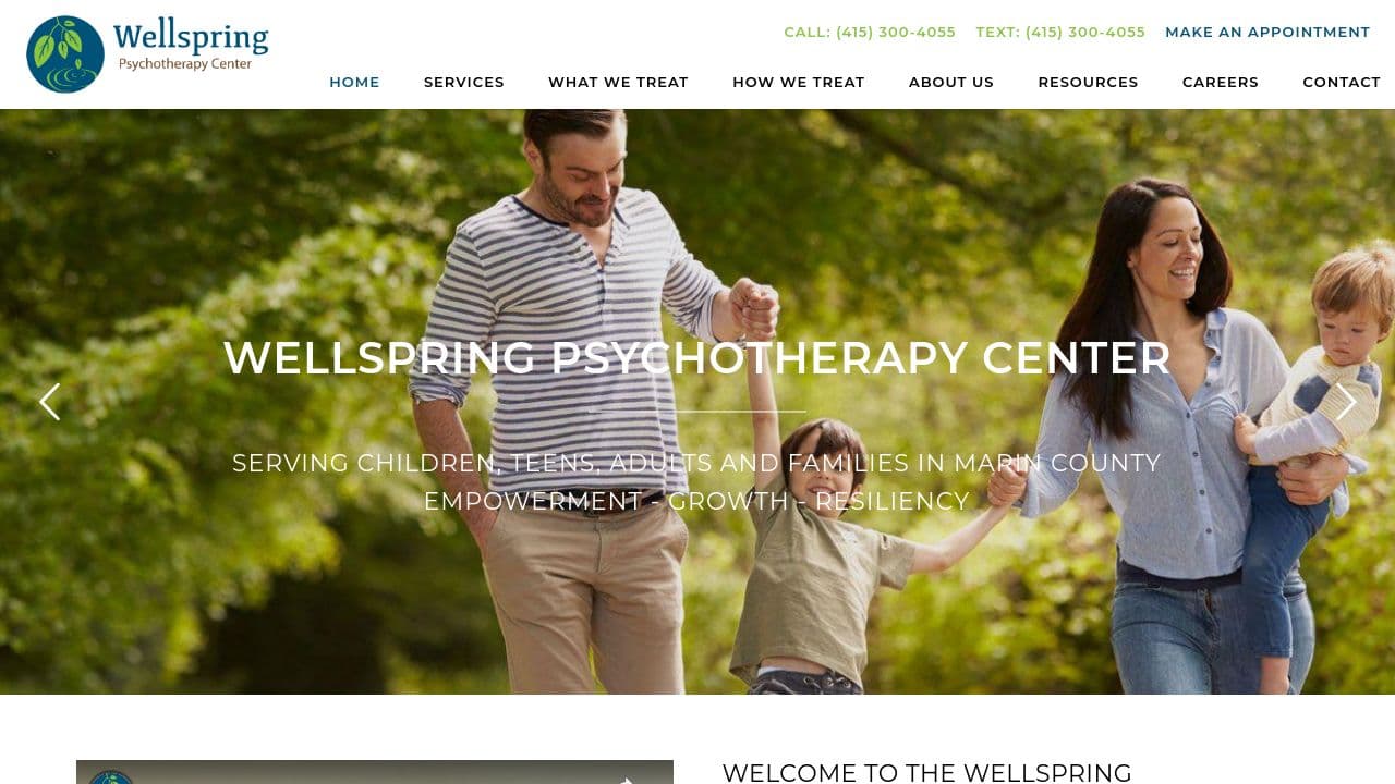 Wellspring Psychotherapy Center website screenshot