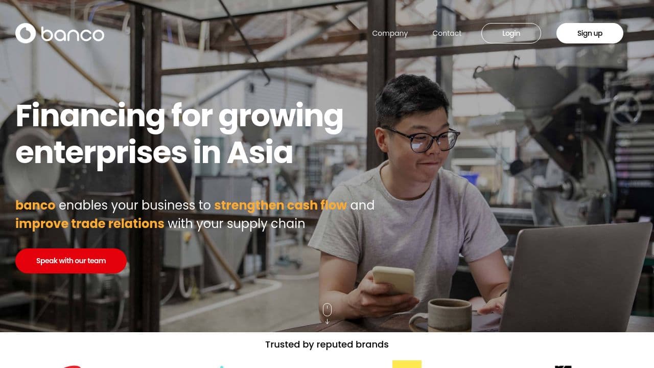 banco website screenshot