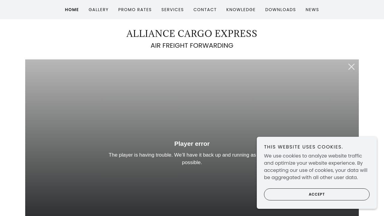Alliance Cargo Express website screenshot