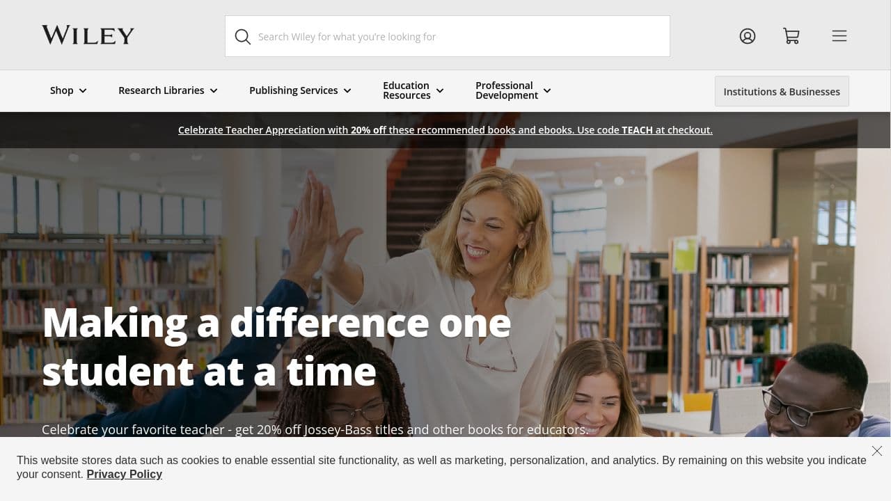 Wiley website screenshot