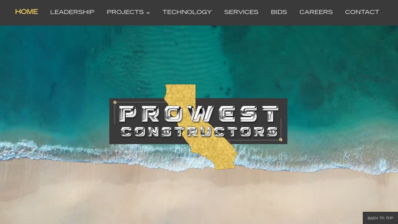 ProWest Constructors website screenshot