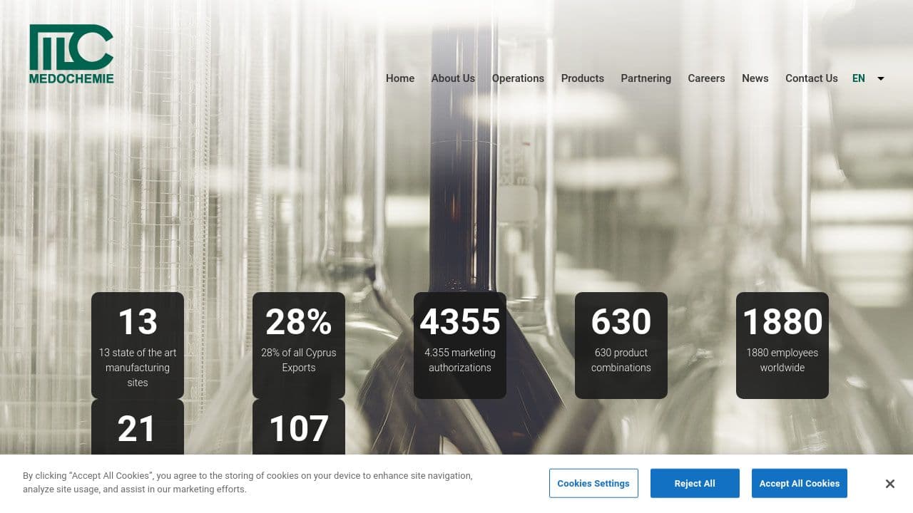 Medochemie Ltd website screenshot