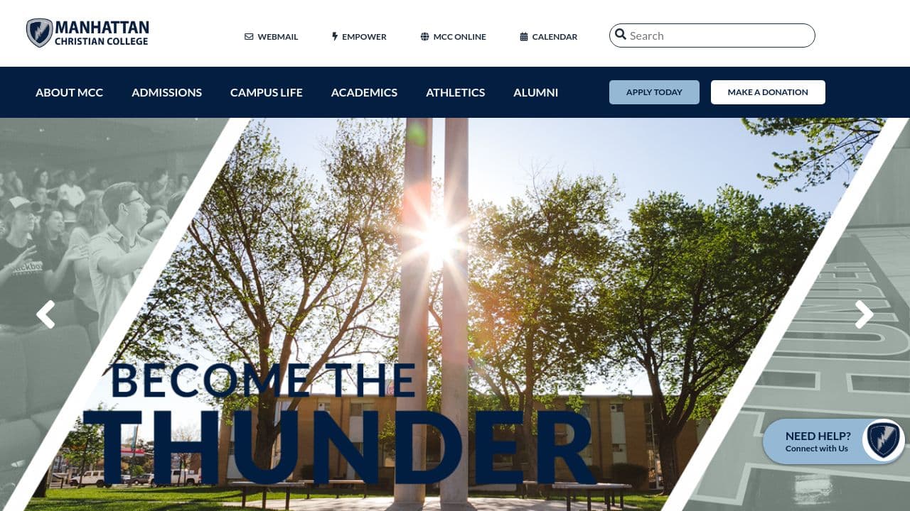 Manhattan Christian College website screenshot