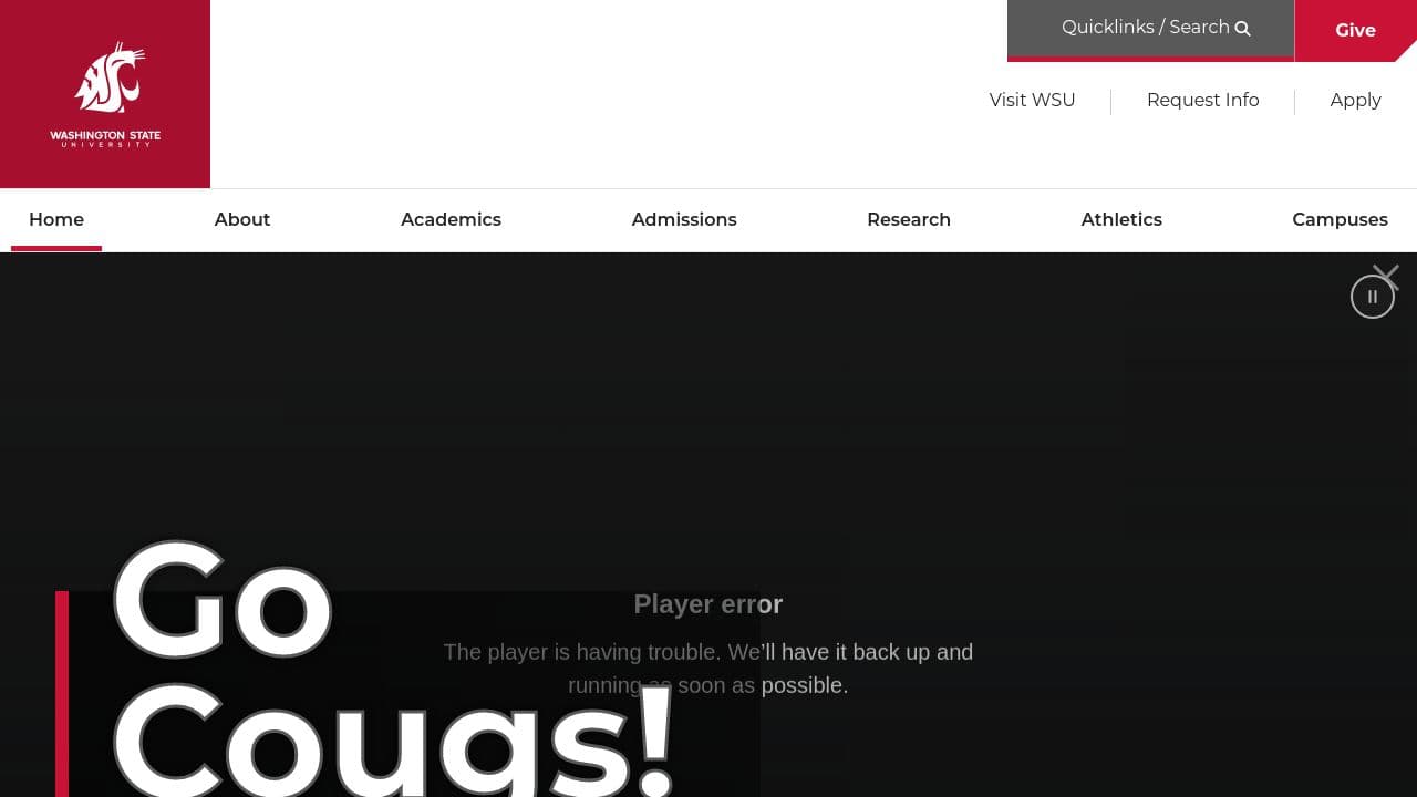 Washington State University website screenshot