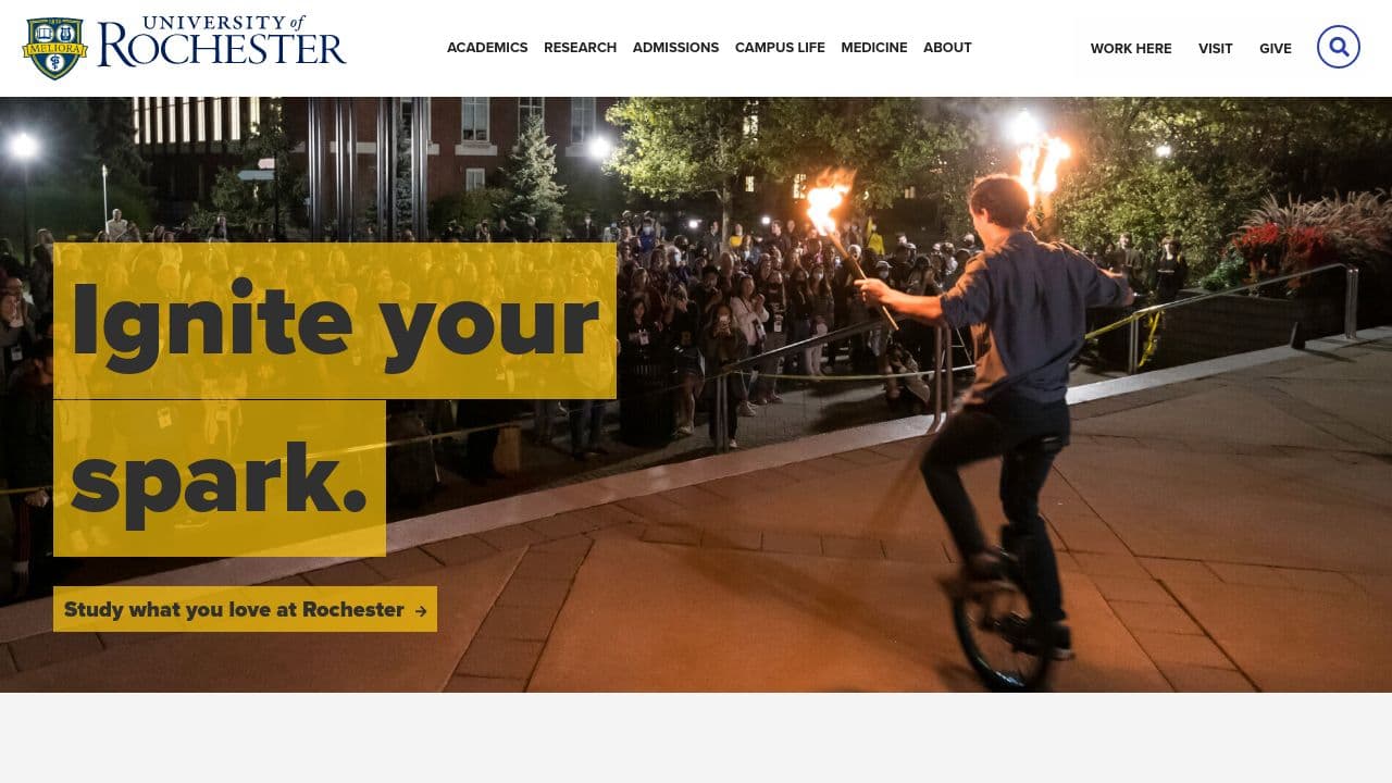 Eastman School of Music website screenshot