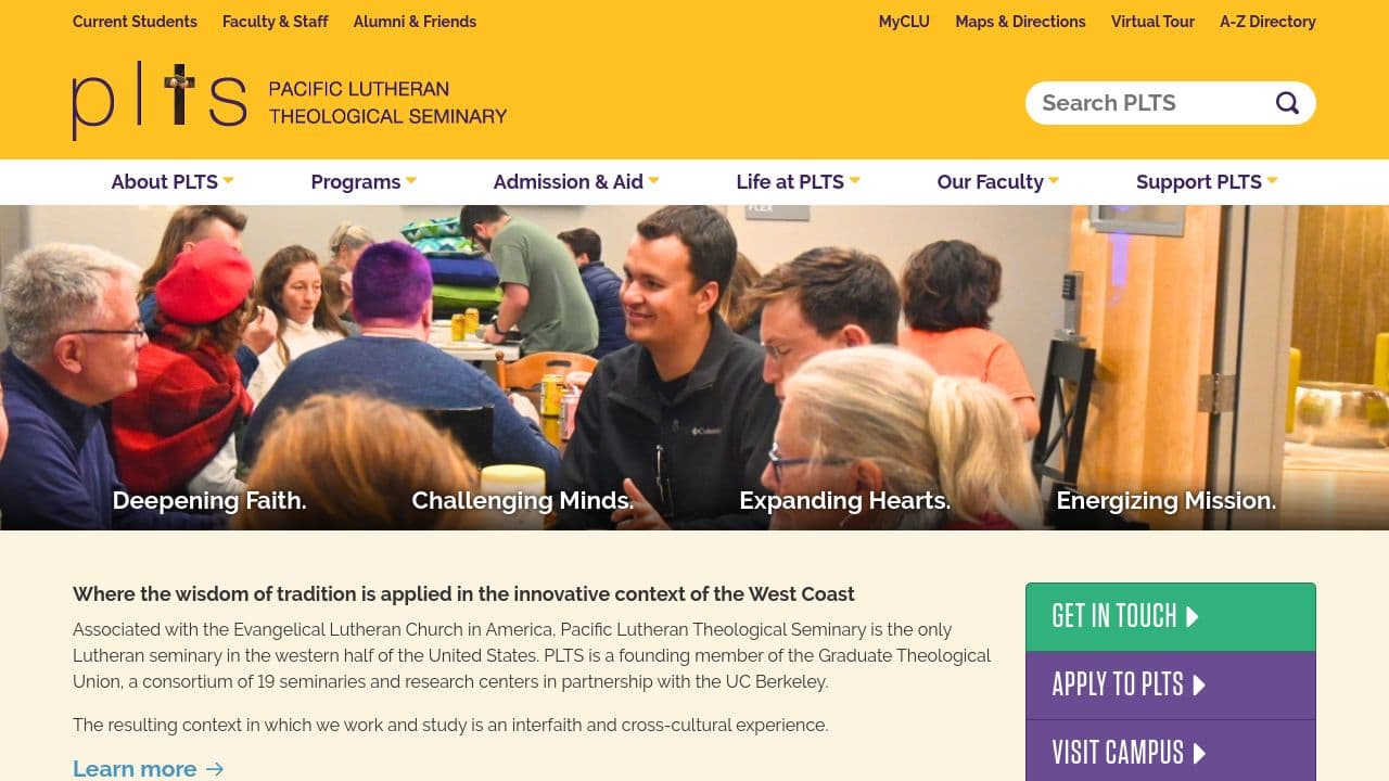 Pacific Lutheran Theological Seminary website screenshot