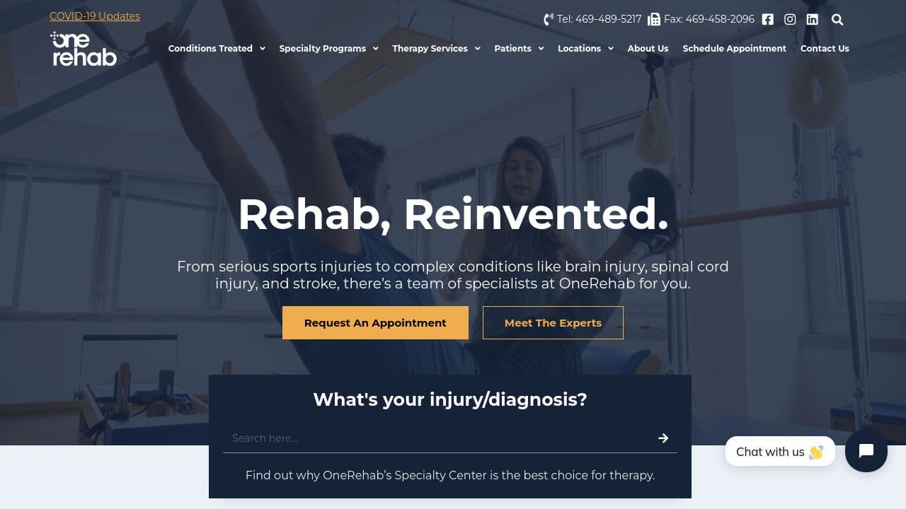 OneRehab website screenshot