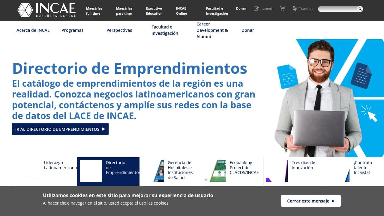 INCAE Business School website screenshot