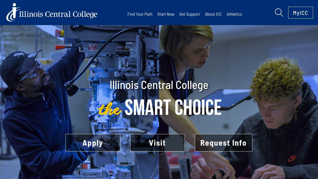 Illinois Central College website screenshot