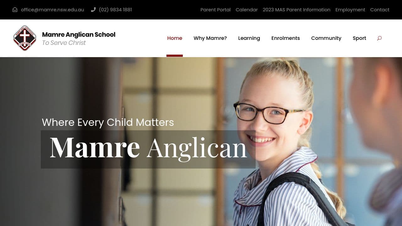 Mamre Anglican School website screenshot