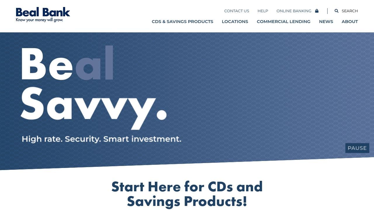 Beal Bank website screenshot