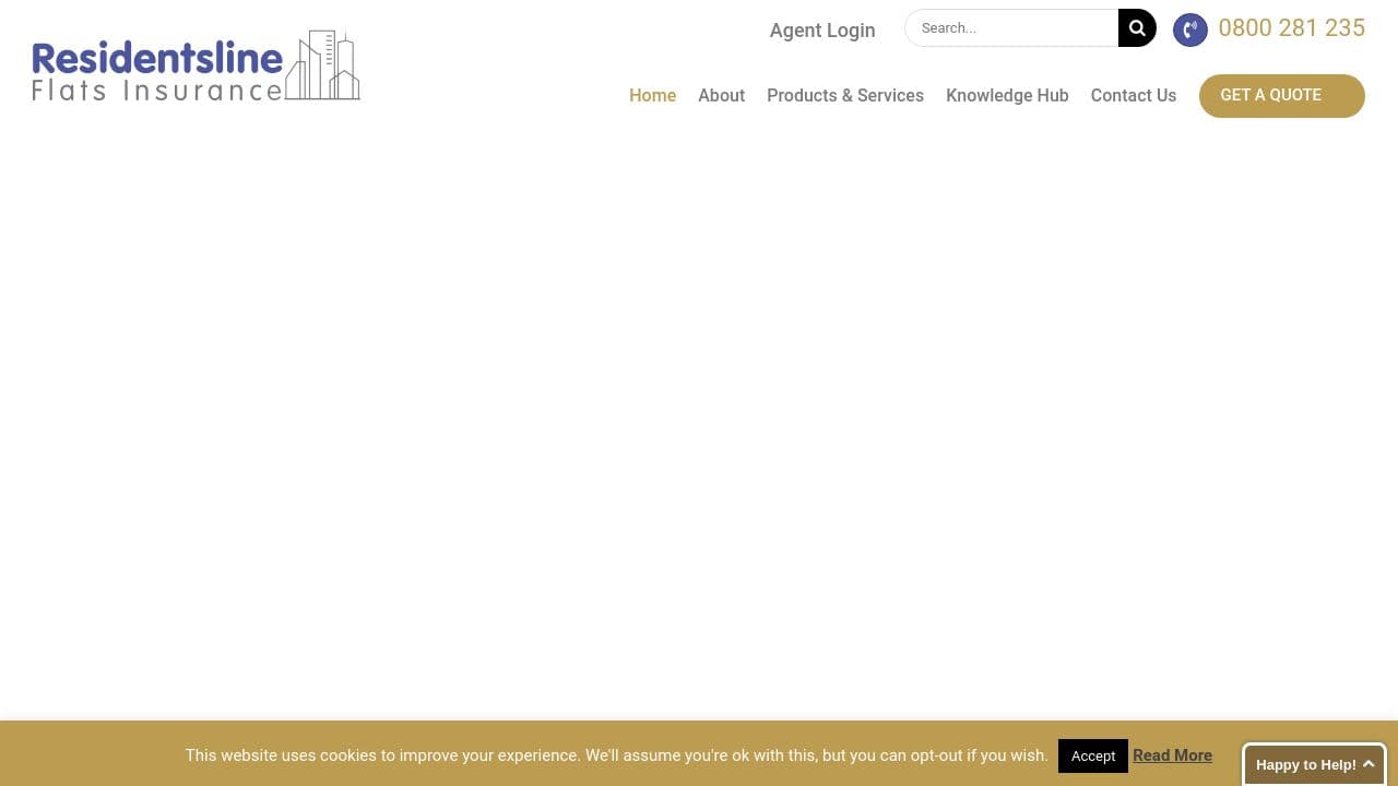 Residentsline Flats Insurance website screenshot