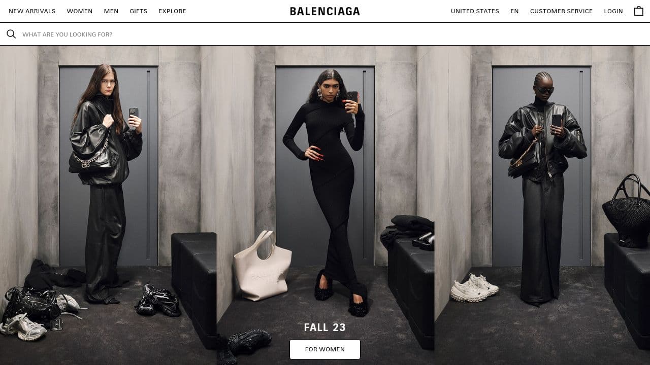 BALENCIAGA website screenshot