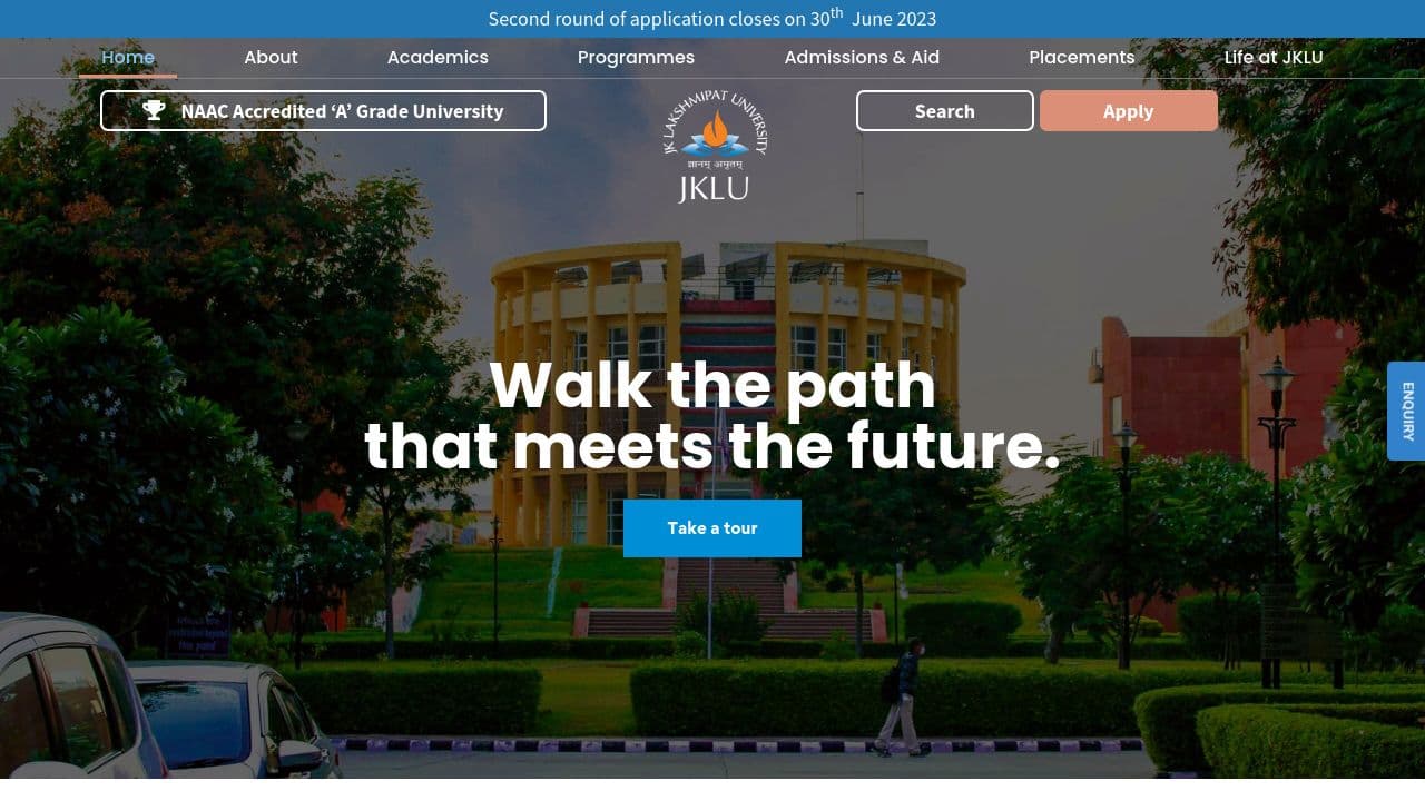 JK Lakshmipat University, Jaipur website screenshot