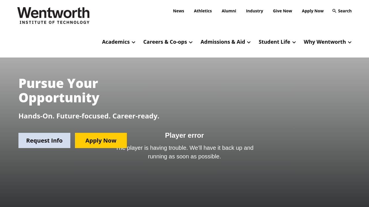 Wentworth Institute of Technology website screenshot