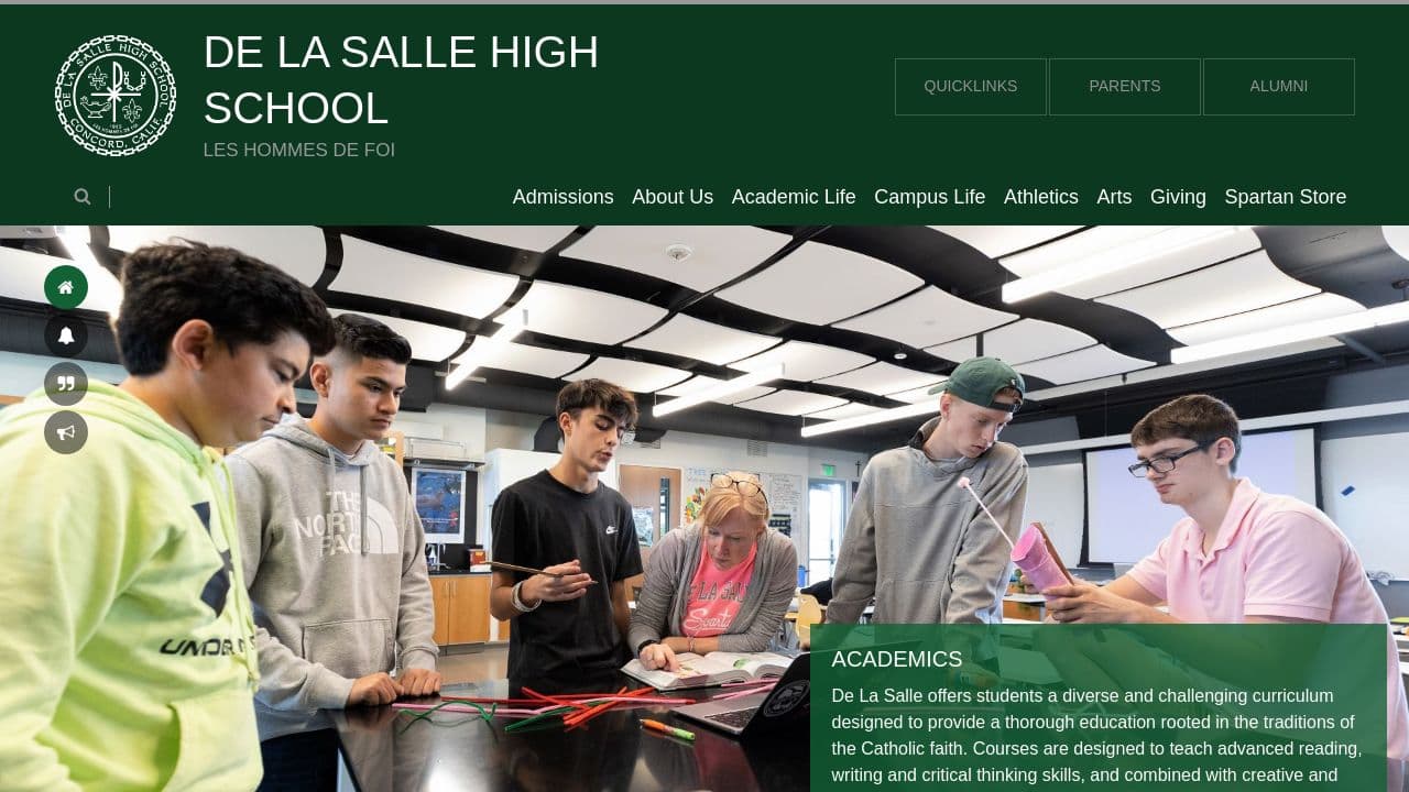 De La Salle High School website screenshot