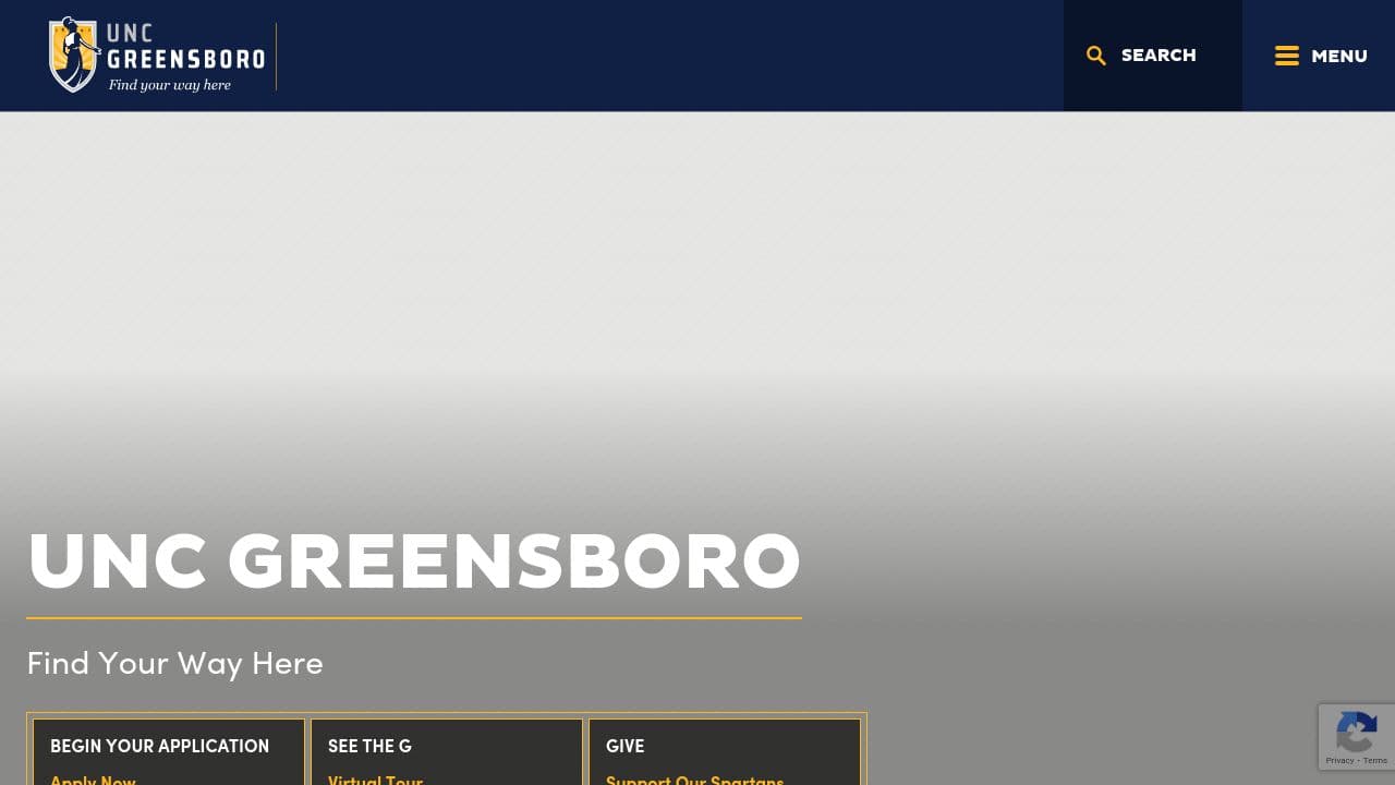 University of North Carolina at Greensboro website screenshot