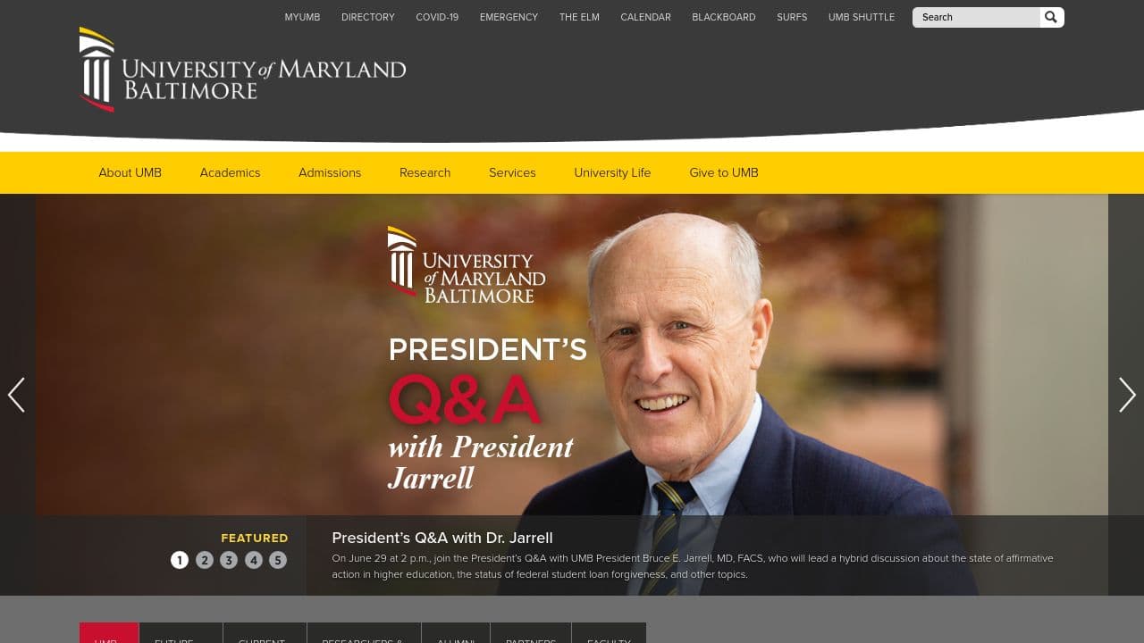 University of Maryland Francis King Carey School of Law website screenshot