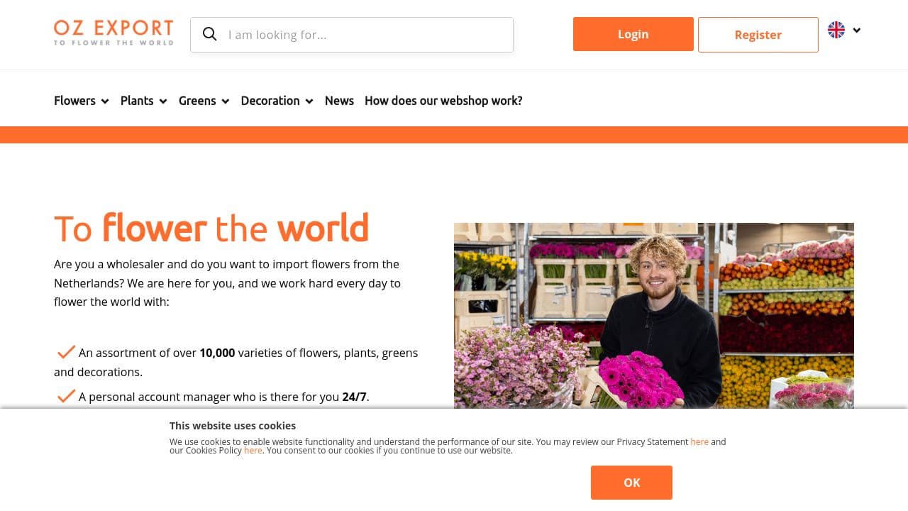 OZ Export BV website screenshot
