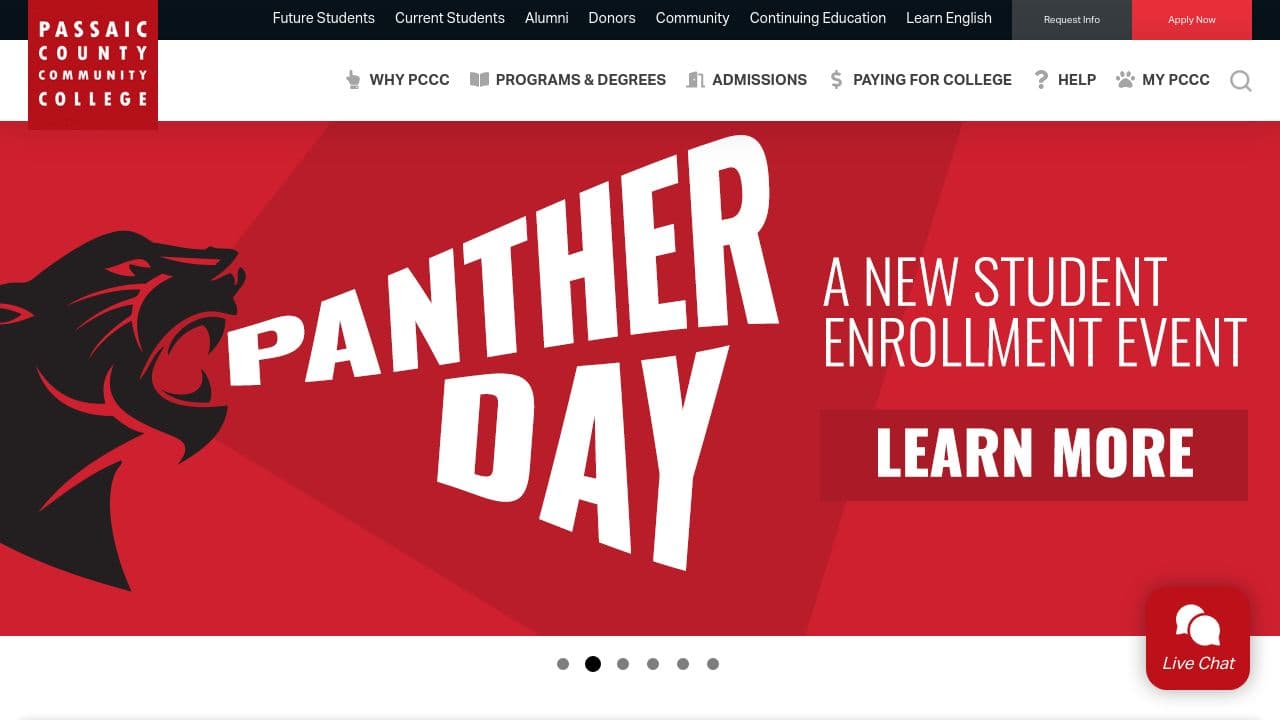 passaic county community college website screenshot