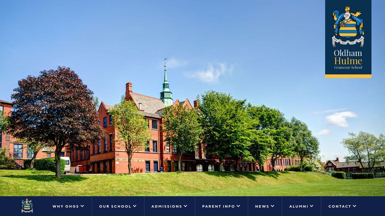 Hulme Grammar School website screenshot