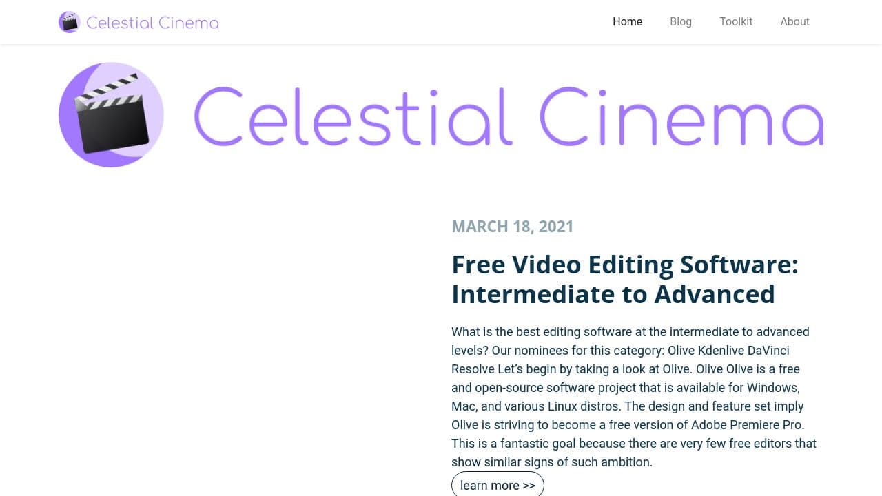 Celestial Cinema website screenshot