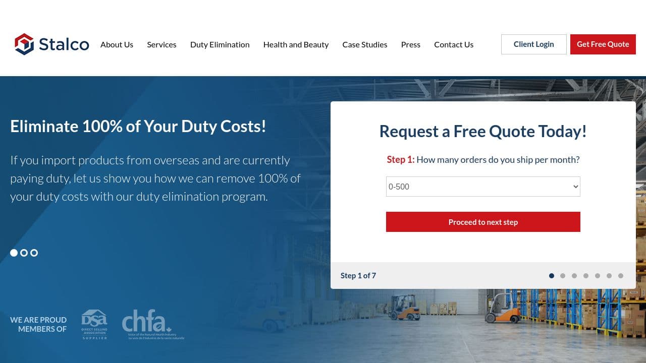 Stalco website screenshot