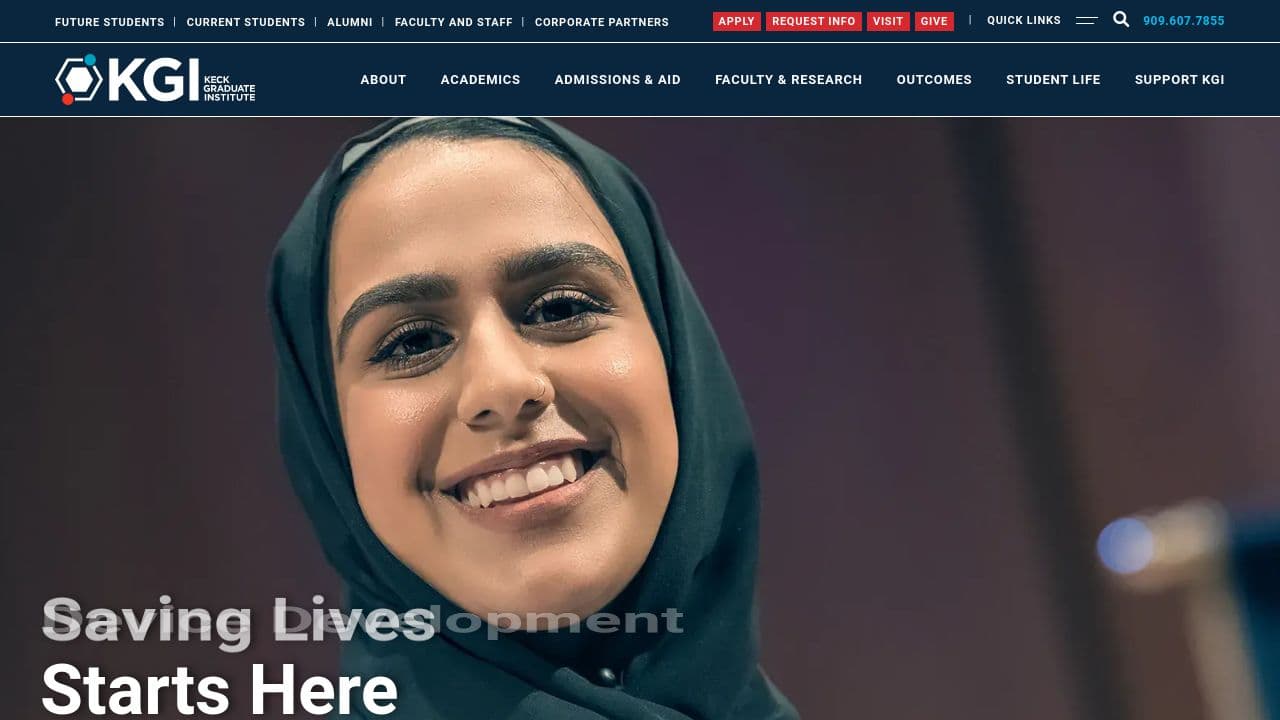 Keck Graduate Institute website screenshot