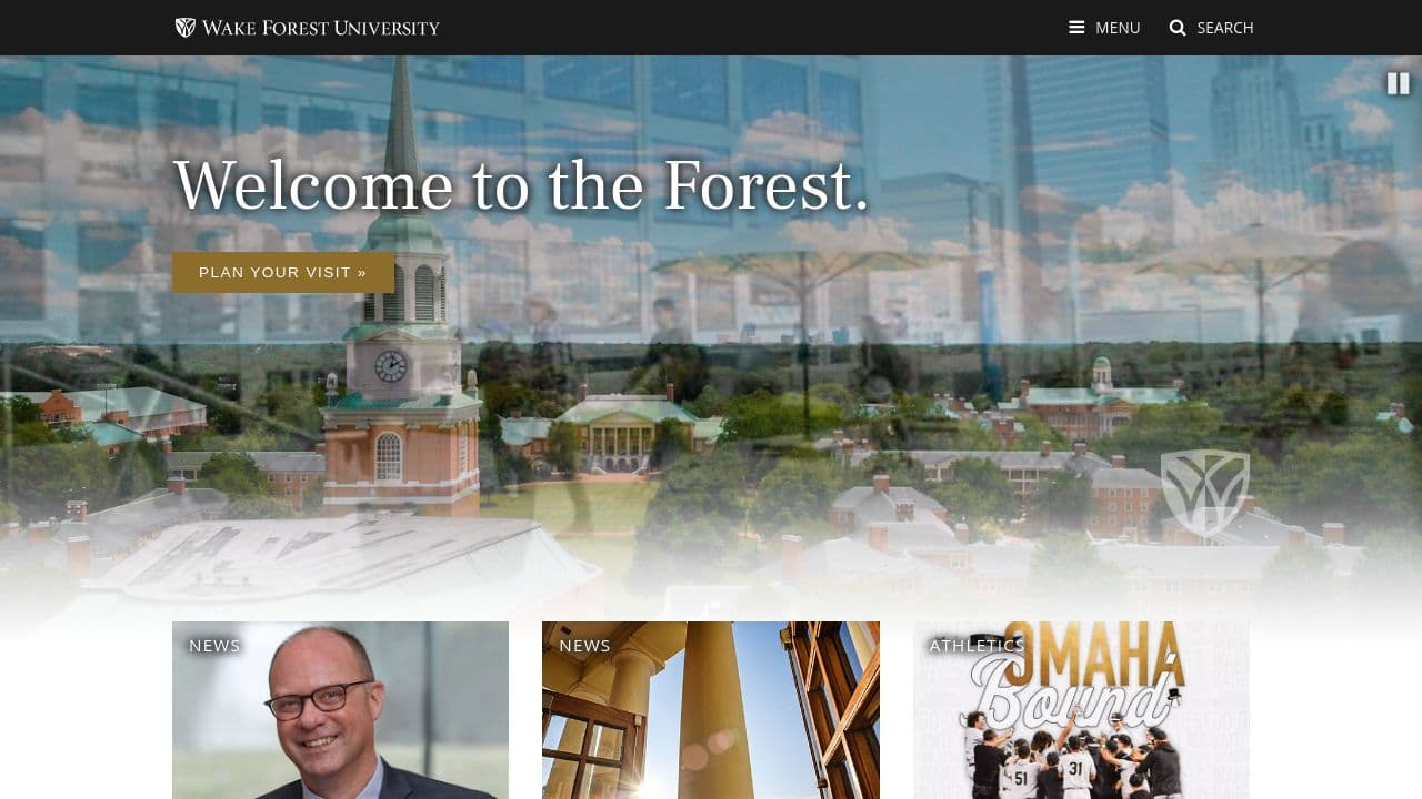 Wake Forest University School of Divinity website screenshot