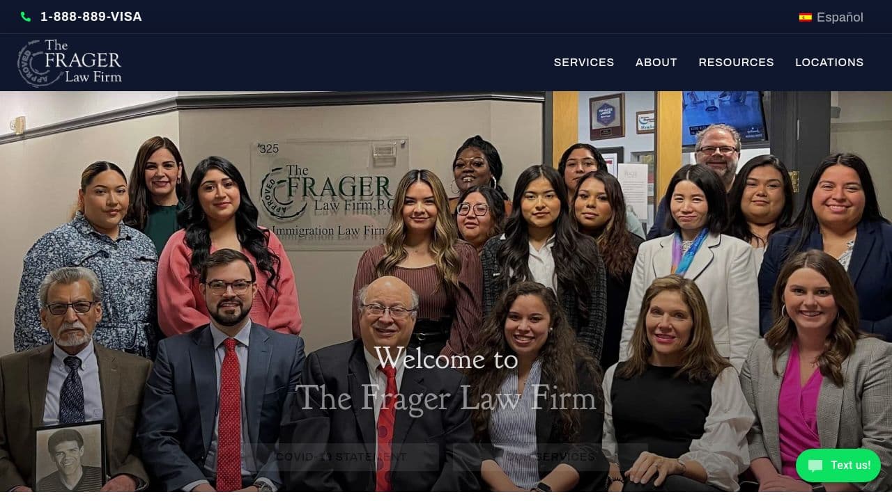 Frager Law Firm website screenshot