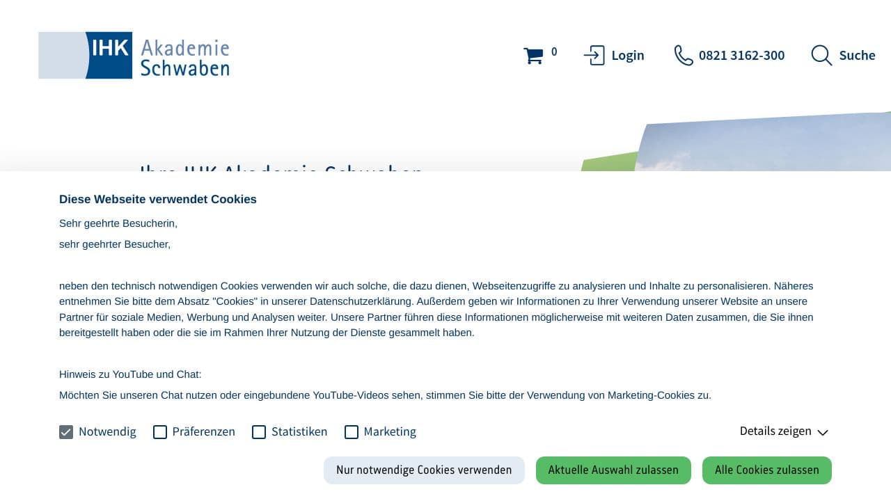 IHK Akademie Schwaben website screenshot