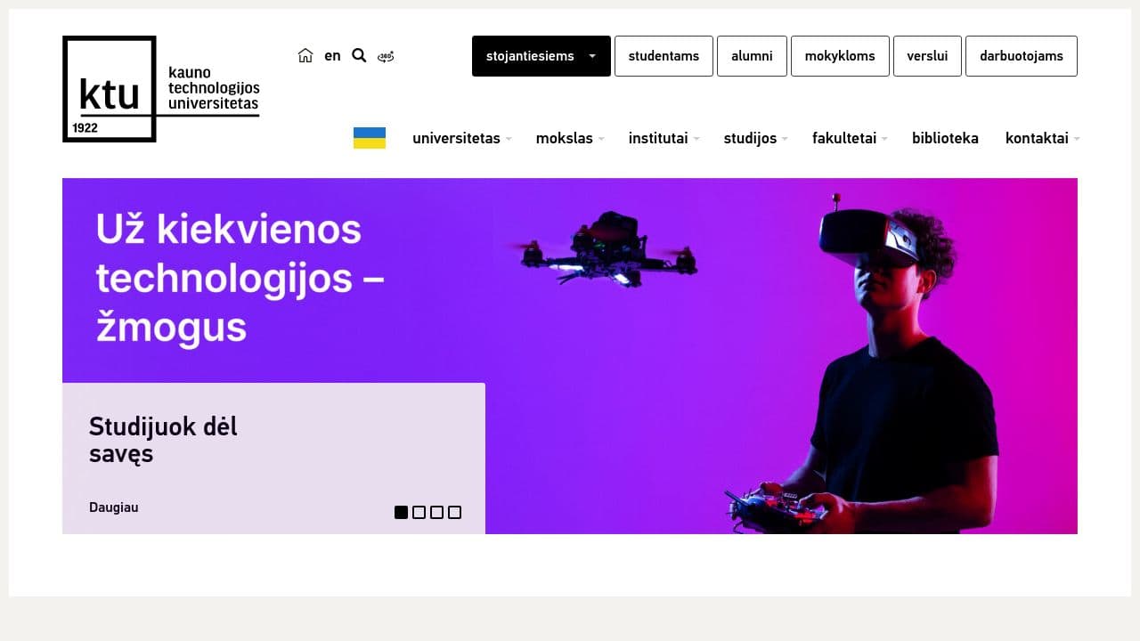 kaunas university of technology website screenshot