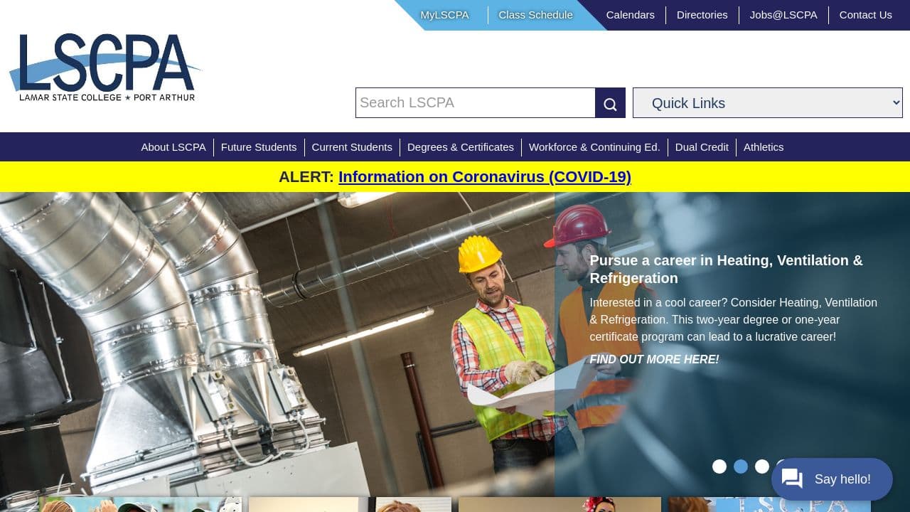 Lamar State College-Port Arthur website screenshot