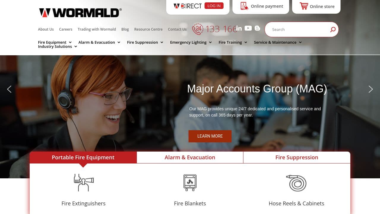Wormald website screenshot