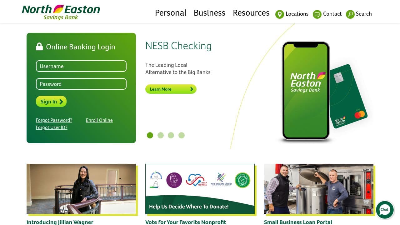 North Easton Savings Bank website screenshot