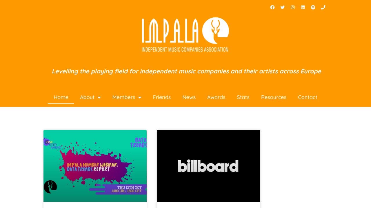 IMPALA Independent Music Companies Association website screenshot