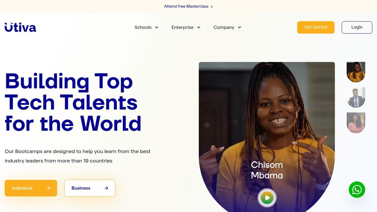 Utiva website screenshot