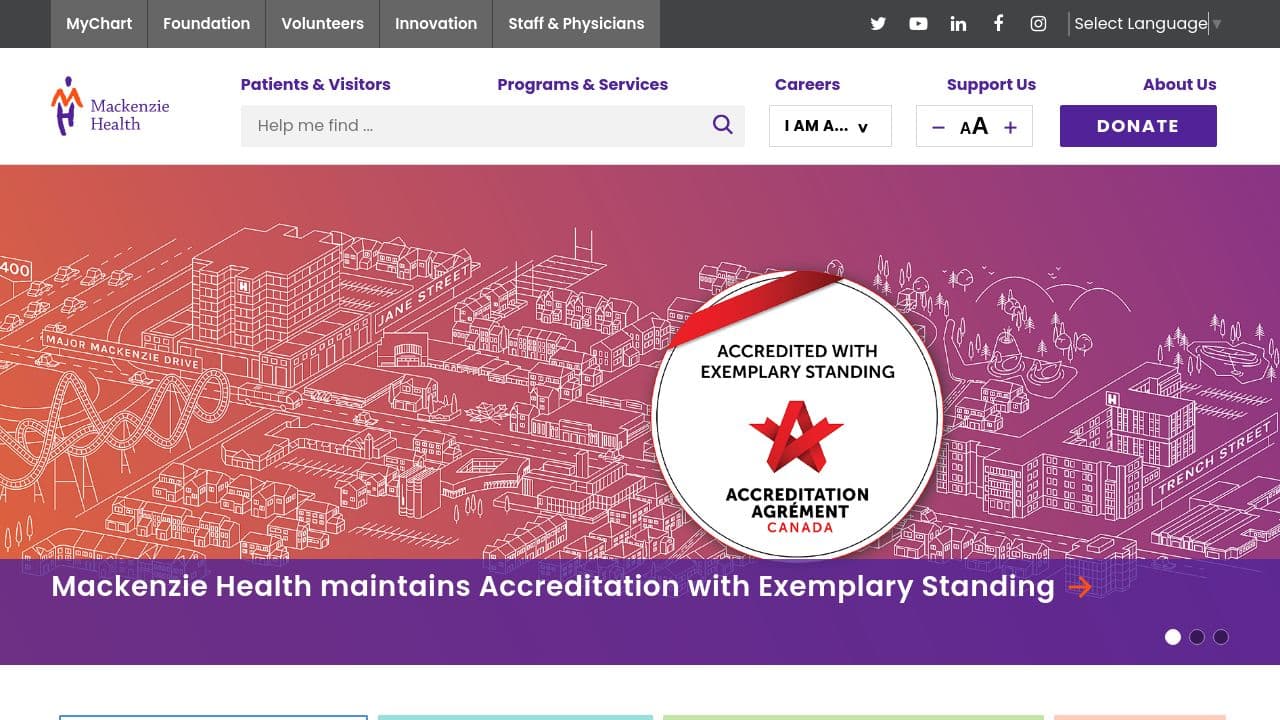 Mackenzie Health website screenshot
