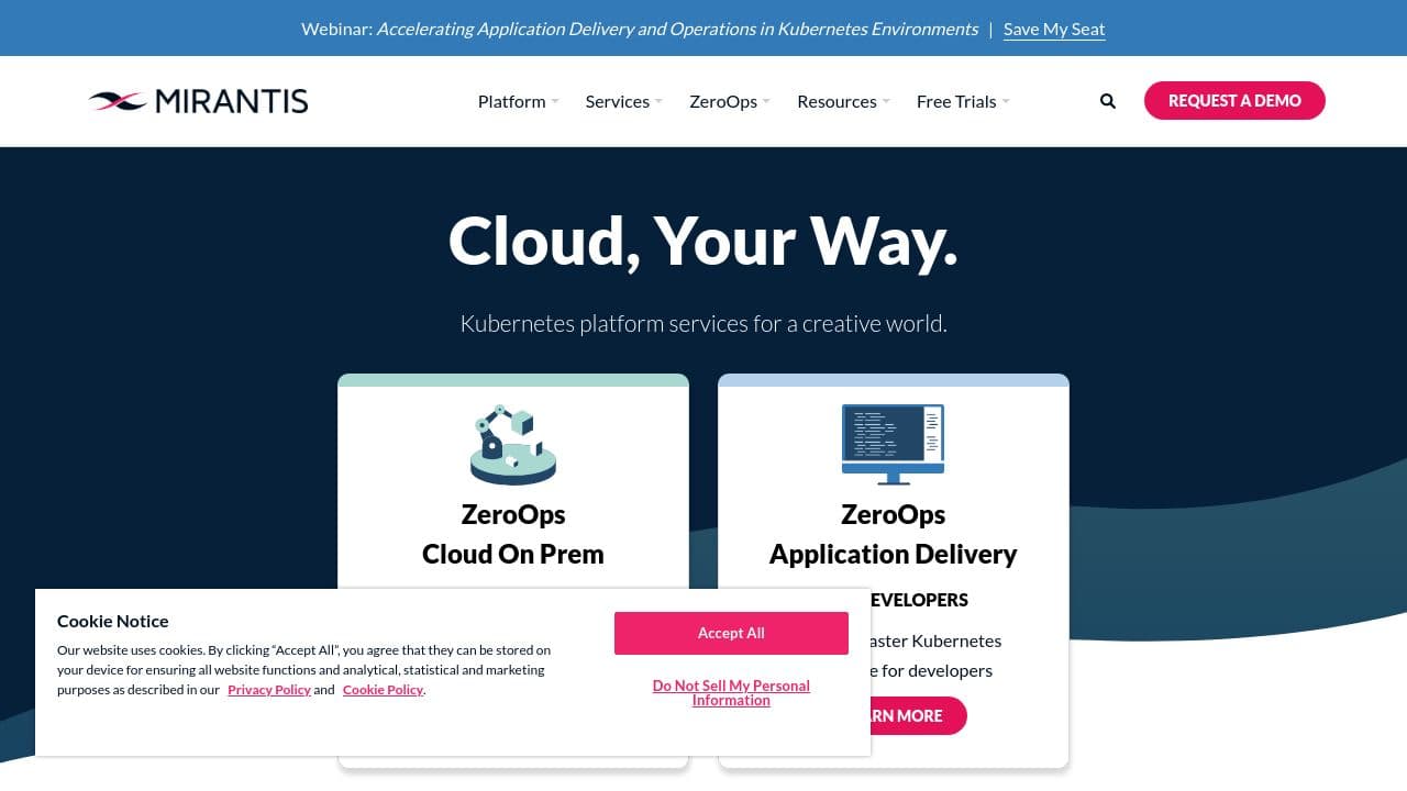 Mirantis website screenshot