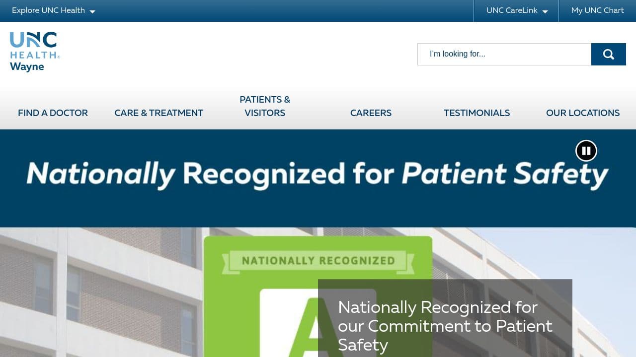 UNC Health Wayne website screenshot