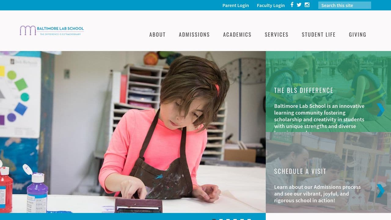 Baltimore Lab School website screenshot