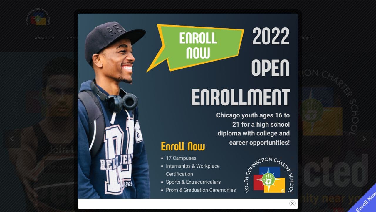 Youth Connections Charter School website screenshot