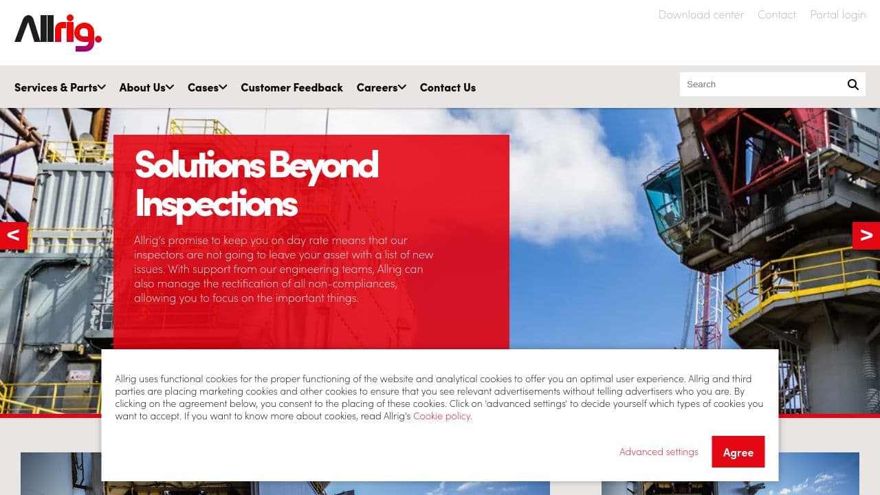 Allrig website screenshot