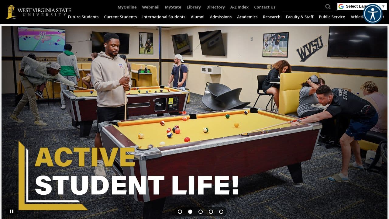 West Virginia State University website screenshot