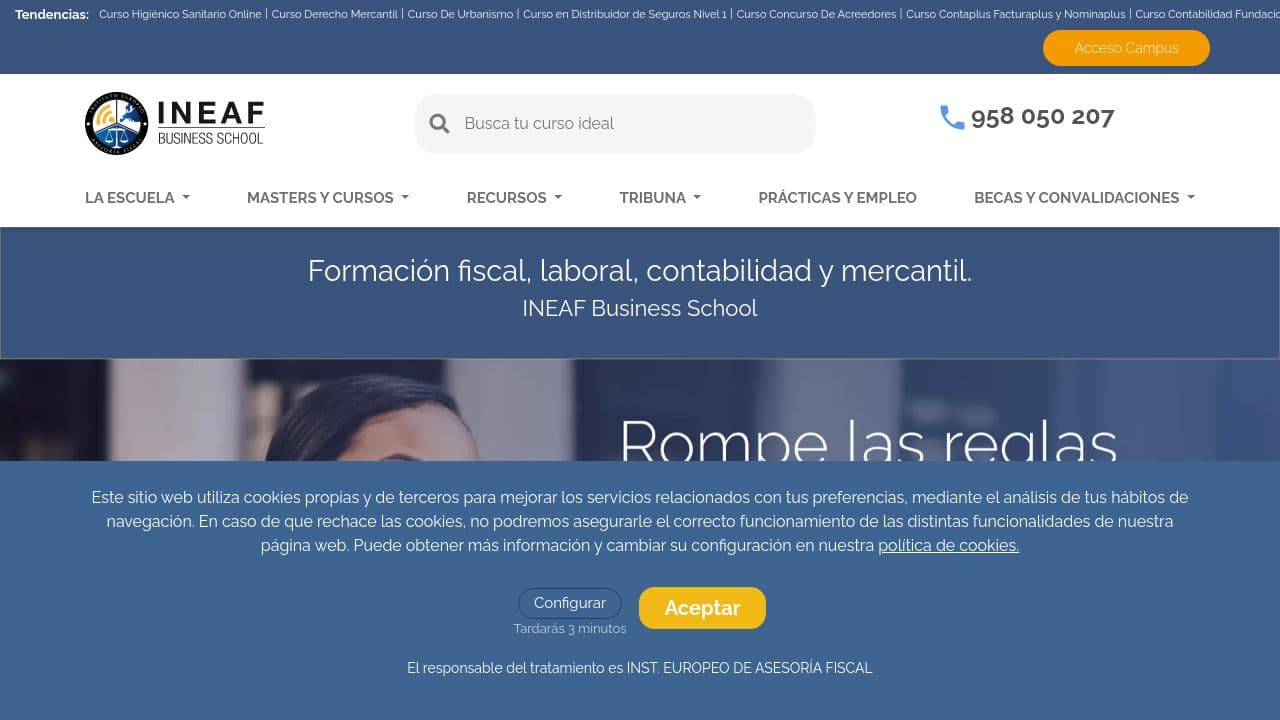 INEAF Business School website screenshot