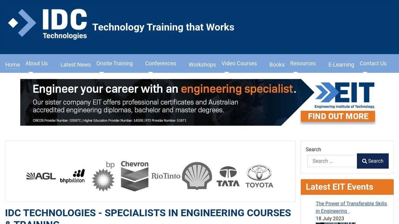 IDC Technologies website screenshot