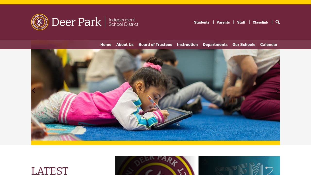 Deer Park ISD website screenshot
