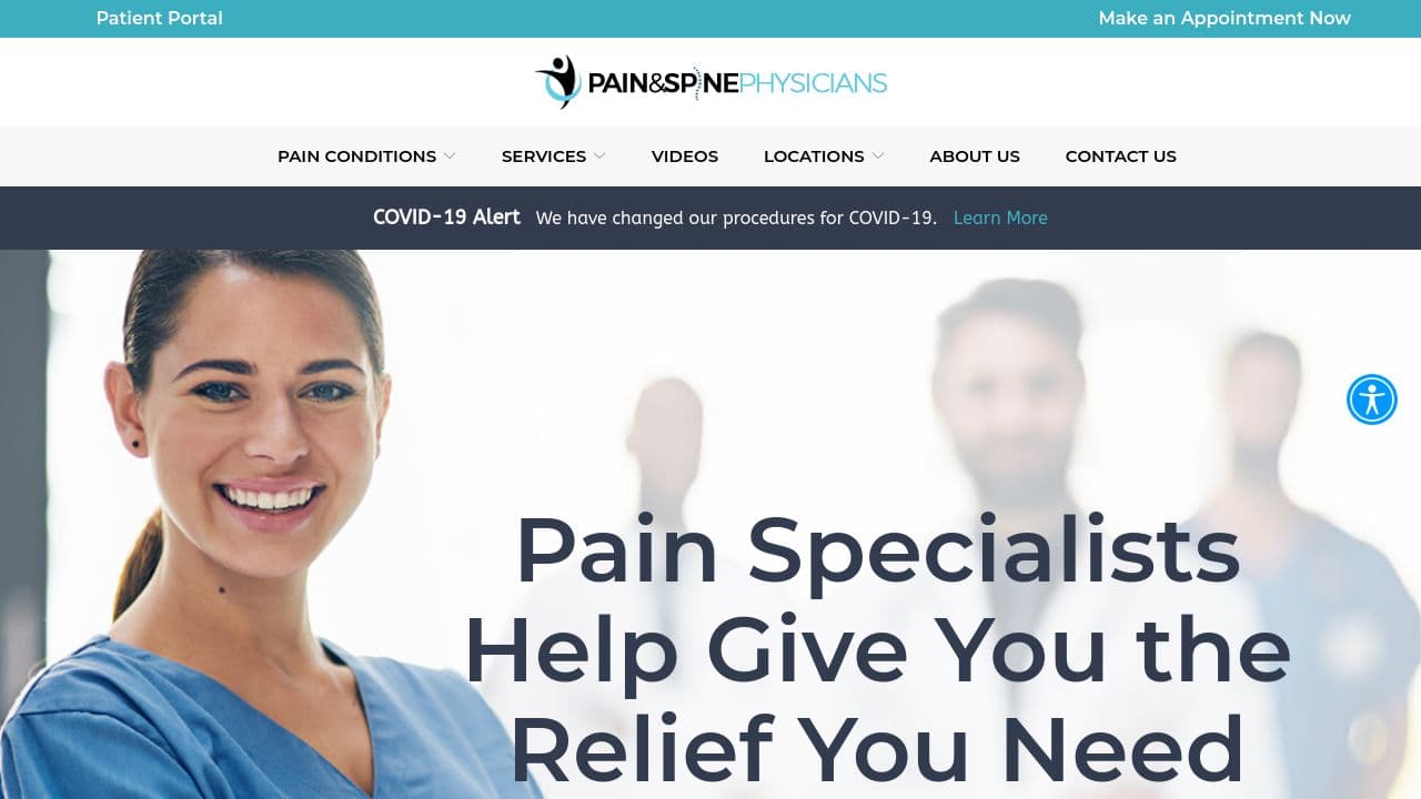 Pain and Spine Physicians website screenshot